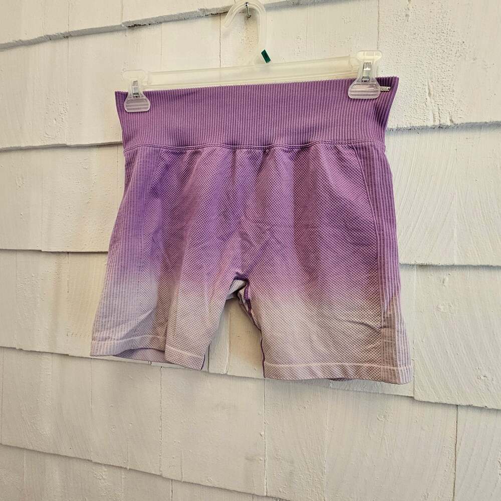 PINK Active Purple Ombre Seamless Bike Short XL High Rise Textured Workout Short